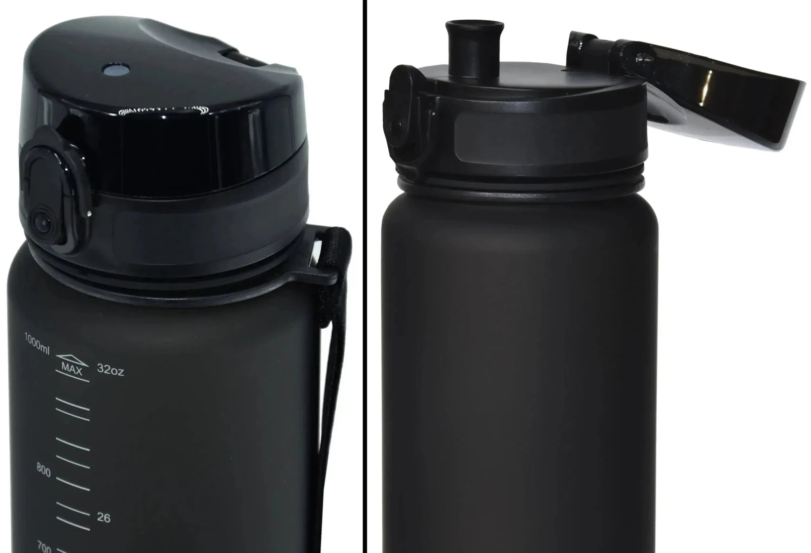 Drinkfles 1 Liter - Lekvrije Drinkbus - Tritan Mat Zwart - King Mungo